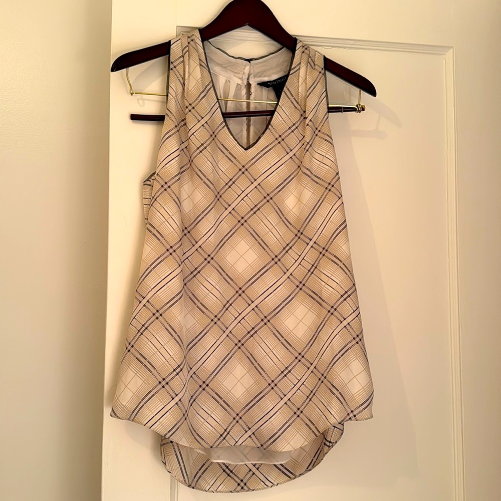 Beige Patterned White House Black Market blouse